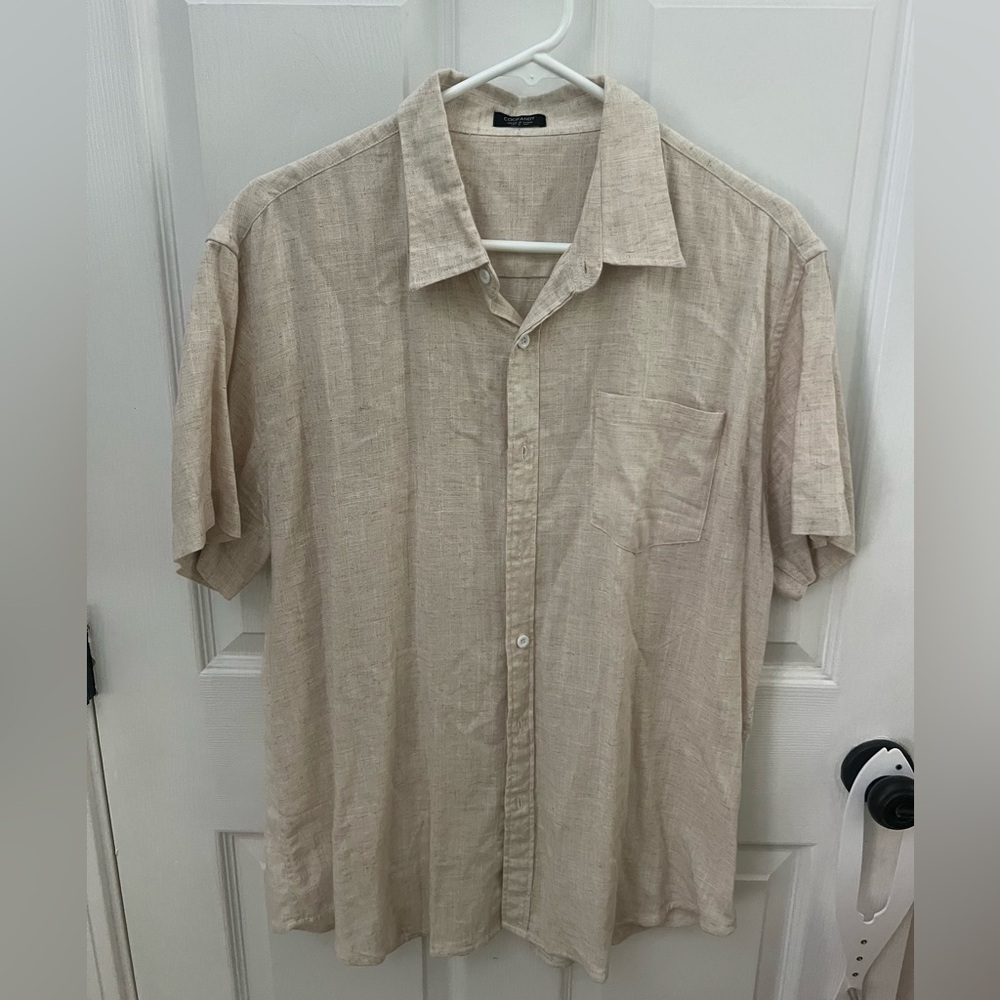 Coofandy L button down linen-like shirt